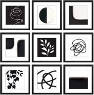 🖼️ artbyhannah 9 pack black square gallery wall picture frame set - 10x10 display for 8x8 photos with or without mat - perfect for gallery wall kit or home decor logo