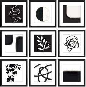 img 4 attached to 🖼️ ArtbyHannah 9 Pack Black Square Gallery Wall Picture Frame Set - 10x10 Display for 8x8 Photos with or without Mat - Perfect for Gallery Wall Kit or Home Decor