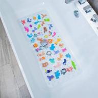 🦁 beehomee large cartoon non-slip bathtub mat for kids - anti-slip shower mat for children, machine washable xl size bathroom mat for tub floor 35x16 (zoo) logo