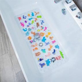 img 4 attached to 🦁 BEEHOMEE Large Cartoon Non-Slip Bathtub Mat for Kids - Anti-Slip Shower Mat for Children, Machine Washable XL Size Bathroom Mat for Tub Floor 35x16 (Zoo)