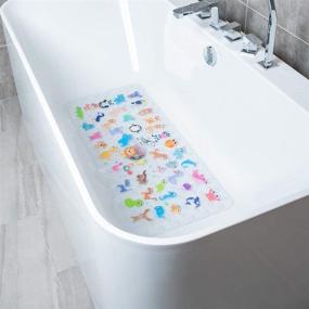 img 2 attached to 🦁 BEEHOMEE Large Cartoon Non-Slip Bathtub Mat for Kids - Anti-Slip Shower Mat for Children, Machine Washable XL Size Bathroom Mat for Tub Floor 35x16 (Zoo)