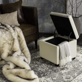 img 2 attached to Safavieh Hudson Ryder Off-White Leather Square Flip Top Ottoman - Improved SEO