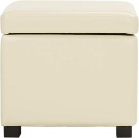 img 1 attached to Safavieh Hudson Ryder Off-White Leather Square Flip Top Ottoman - Improved SEO