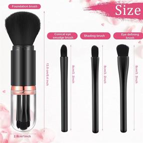 img 3 attached to Compact 4-in-1 Makeup Brush Set: Travel-Friendly Retractable Lip, Foundation, Blending & Powder Brushes in Black & White