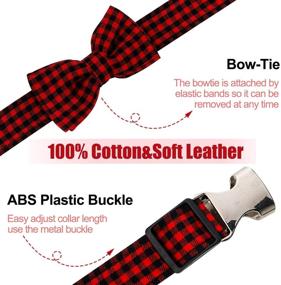 img 1 attached to 🐶 Dog Bow Tie Collar, HAOPINSH Plaid Bow Tie Dog Collar with Buckle - Adjustable, Soft and Comfortable for Dogs Cats Pets - Red (Large)