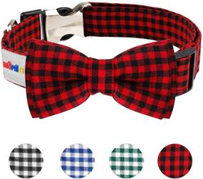 img 4 attached to 🐶 Dog Bow Tie Collar, HAOPINSH Plaid Bow Tie Dog Collar with Buckle - Adjustable, Soft and Comfortable for Dogs Cats Pets - Red (Large)