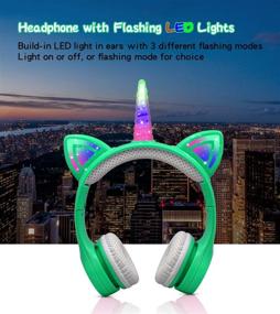 img 1 attached to 🦄 Yusonic Unicorn Kids Headphones Bluetooth: 15 Hours Playtime, LED Light Up, Ideal for School, Travel – Perfect Birthday Gift for Girls and Boys! (Green)