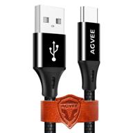 🔌 agvee [2 pack 15ft] usb-c cable - fast charging android phone charger cord, extra long braided type-c wire for samsung s10/s9/s8, lg stylo 4/5 - black logo