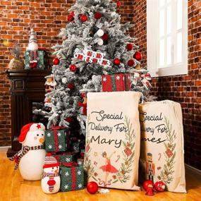 img 1 attached to 🎅 Christmas Personalized Santa Blank Sack Bag: Spacious, Drawstring Storage Solution with Vivid Pattern - Ideal for Xmas Parties & Gifts, 19.7 x 28.7 Inch