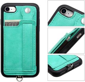 img 1 attached to TOOVREN iPhone SE2 Case iPhone 7/8 Wallet Case Lanyard Neck Strap iPhone 7/8/SE Protective Case with Kickstand Leather PU Card Holder Adjustable Detachable Necklace for Anti-Lost and Outdoor Activities (Aqua)