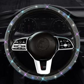 img 4 attached to Bling Steering Wheel Covers Sparkling Rhinestones Car SUV Breathable Anti-Slip Universal Diamond 14