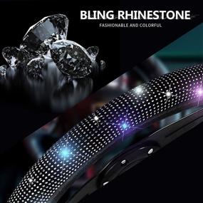 img 2 attached to Bling Steering Wheel Covers Sparkling Rhinestones Car SUV Breathable Anti-Slip Universal Diamond 14