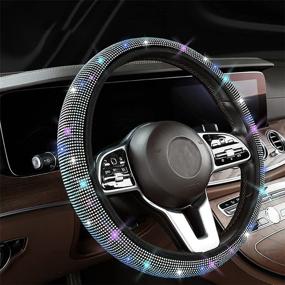 img 3 attached to Bling Steering Wheel Covers Sparkling Rhinestones Car SUV Breathable Anti-Slip Universal Diamond 14