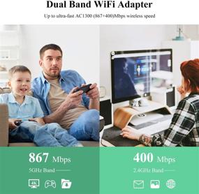 img 3 attached to 🔌 WAVLINK USB3.0 WiFi Adapter: AC1300Mbps Wireless Network Adapter with Dual Band 5GHz+2.4GHz WLAN, High Gain 2X 3dBi Antennas for Windows/MacOS