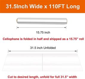 img 3 attached to 31.5 in x 110 ft Clear Cellophane Wrap Roll - Food Safe 3 Mil Cello Roll for Gift Baskets, Flowers, and Clear Cellophane Bags - Clear Wrapping Paper Ideal for Gift Wrap and Decorations