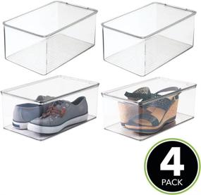 img 3 attached to 📦 mDesign Stackable Clear Plastic Storage Box with Lid - Organizing Container for Men's and Women's Shoes, Booties, Pumps, Sandals, Wedges, Flats, Heels, and Accessories - 5" Height, Pack of 4