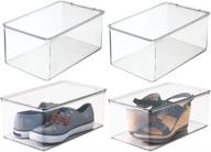 📦 mdesign stackable clear plastic storage box with lid - organizing container for men's and women's shoes, booties, pumps, sandals, wedges, flats, heels, and accessories - 5" height, pack of 4 logo