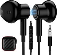 titacute 3.5mm earbuds: noise cancelling headphones with mic for google pixel, samsung s10 plus, ps5 – black logo