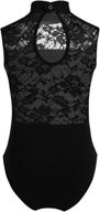 chictry big girls' ballet dancewear leotard gymnastics sleeveless turtleneck bodysuit with lace open-back логотип