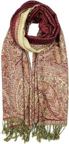 img 2 attached to Discover the Elegance of the Achillea Luxurious 🧣 Double Layered Jacquard Big Paisley Pashmina Shawl Wrap Scarf