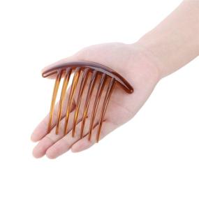 img 2 attached to 🎀 Pack of 20 Plastic French Twist Combs with 7 Tooth, Hair Side Clip Accessory for Women and Girls - Black and Brown