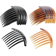 🎀 pack of 20 plastic french twist combs with 7 tooth, hair side clip accessory for women and girls - black and brown logo