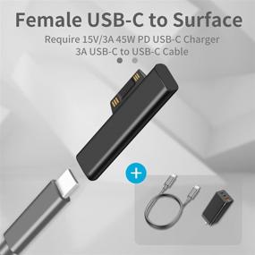 img 2 attached to Sisyphy Surface Connect to USBC Charger Adapter - Compatible with Microsoft Surface Pro 7/6/5/4/3, Surface Go 1/2, Surface Laptop 4/3/2/1 Book - Works with 45W 15V3A USBC Charger and 3A USBC Cable