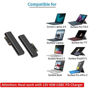 img 3 attached to Sisyphy Surface Connect to USBC Charger Adapter - Compatible with Microsoft Surface Pro 7/6/5/4/3, Surface Go 1/2, Surface Laptop 4/3/2/1 Book - Works with 45W 15V3A USBC Charger and 3A USBC Cable