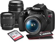 canon t7 eos rebel dslr camera bundle with 18-55mm and 75-300mm lenses kit + 64gb sd card logo