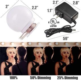 img 2 attached to 💄 Hollywood Style Makeup Vanity Lights Kit - Dimmable LED Light Bulbs for Bathroom Wall or Dressing Mirrors - Includes Stickers, Power Plug, 10 Daylight Lights - Mirror Not Included