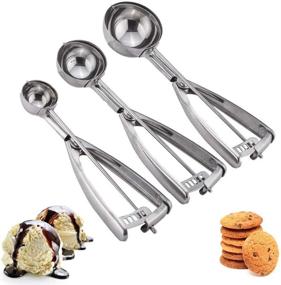 img 4 attached to 🍪 Stainless Steel Cookie and Ice Cream Scoop Set, 18/8 Steel