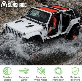 img 1 attached to 🚗 Улучшите свой автомобиль Jeep Wrangler с помощью тента Alien Sunshade JLU (2018 - настоящее время) - Передний и Задний тент для Jeep JL - Стильная черная верхняя часть в стиле бикини для моделей Sport, Sport S, Sahara, Rubicon - Аксессуары для Jeep Wrangler от Alien