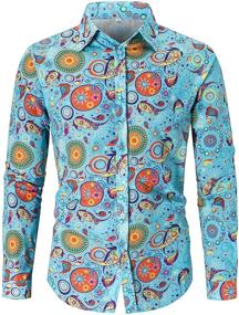 img 4 attached to 🌸 Elevate Your Style with EMAOR Casual Floral Sleeve Button Men's Shirts