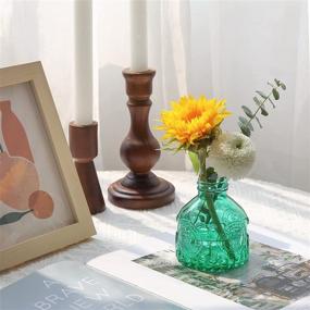 img 1 attached to 🌿 ComSaf Glass Bud Vases Set of 6 - Vintage Flower Bottles for Floral Arrangements, Home Wedding & Office Decor - Green