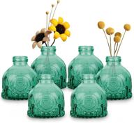 🌿 comsaf glass bud vases set of 6 - vintage flower bottles for floral arrangements, home wedding & office decor - green logo