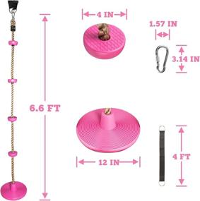 img 3 attached to 🌈 Pink Taggart Climbing Rope Swing: Fun-Filled Backyard Playground Accessory for Kids, Includes Platform, Disc Seat, Carabiner, and 4 Ft Tree Strap