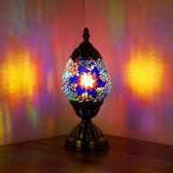 marrakech turkish table lamp - handcrafted mosaic glass moroccan lantern | decorative 🏺 night light for bedroom/living room | egg-shaped design | multicolour | includes e12 led bulb logo