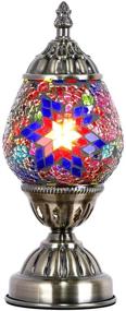 img 3 attached to Marrakech Turkish Table Lamp - Handcrafted Mosaic Glass Moroccan Lantern | Decorative 🏺 Night Light for Bedroom/Living Room | Egg-Shaped Design | Multicolour | Includes E12 LED Bulb