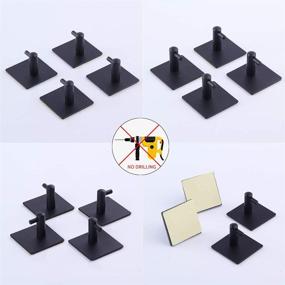 img 1 attached to BEIGEEWY 4 Pack Matte Black Adhesive Towel Hooks - Premium Heavy Duty Sticky Wall Hangers for Bathrooms - No Nails Hanging Hooks for Towels