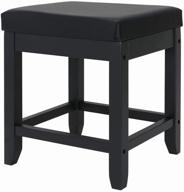 💄 iwell large vanity stool: solid wood legs, makeup bench dressing stool, padded cushioned chair, 330lb capacity, piano seat, black логотип