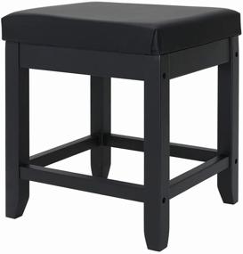 img 4 attached to 💄 IWELL Large Vanity Stool: Solid Wood Legs, Makeup Bench Dressing Stool, Padded Cushioned Chair, 330lb Capacity, Piano Seat, Black