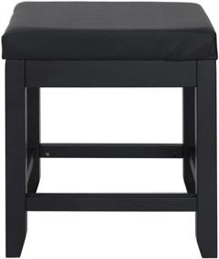 img 3 attached to 💄 IWELL Large Vanity Stool: Solid Wood Legs, Makeup Bench Dressing Stool, Padded Cushioned Chair, 330lb Capacity, Piano Seat, Black