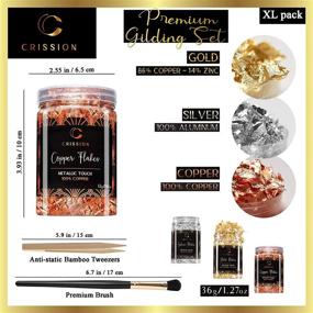 img 3 attached to 🌟 Gold Flakes Metallic Foil Flakes Set (3 Bottles x 0.42oz) - Imitation Gold Leaf Kit, Copper Flakes, Silver Leaves for Resin Nail Art, Gilding Crafts, Decoration, Painting, and Jewelry Making