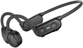 img 4 attached to Wireless Bone Conduction Headphones - Bluetooth 5.0, Titanium, Lightweight Sports Headset, Sweatproof, Open Ear Design, Stereo with Mic - Ideal for Jogging, Running, Driving, Bicycling, Gym