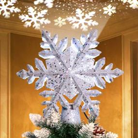 img 4 attached to 🎄 Enhance Your Christmas Décor with the AerWo Lighted Snowflake Tree Topper - 3D Glitter Projector and Magic Rotating Snowflake Projector for Stunning Christmas Tree Decorations