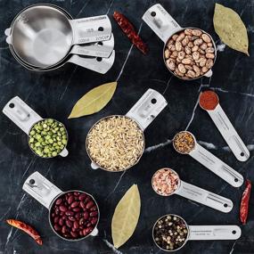 img 1 attached to Premium Stainless Steel Measuring Cups and Spoons Set 🥄 - Stackable with Spout (11 Piece Set) - Hudson Essentials