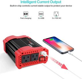 img 2 attached to 🔌 Premium 200W Car Power Inverter with Dual USB Charger - Efficient 12V DC to 110V AC Converter
