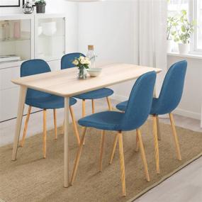 img 1 attached to 🪑 VECELO Modern Dining Chair Set of 4 - Stylish Fabric Cushion with Round Seat Back and Wood Like Metal Legs, Perfect for Kitchen, Restaurant, and Living Room Decor - Blue