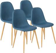 🪑 vecelo modern dining chair set of 4 - stylish fabric cushion with round seat back and wood like metal legs, perfect for kitchen, restaurant, and living room decor - blue логотип