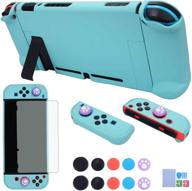 durable dockable case for nintendo switch - comcool 3-in-1 protective cover case for nintendo switch and joy-con controller with screen protector and thumb grips - cyan logo